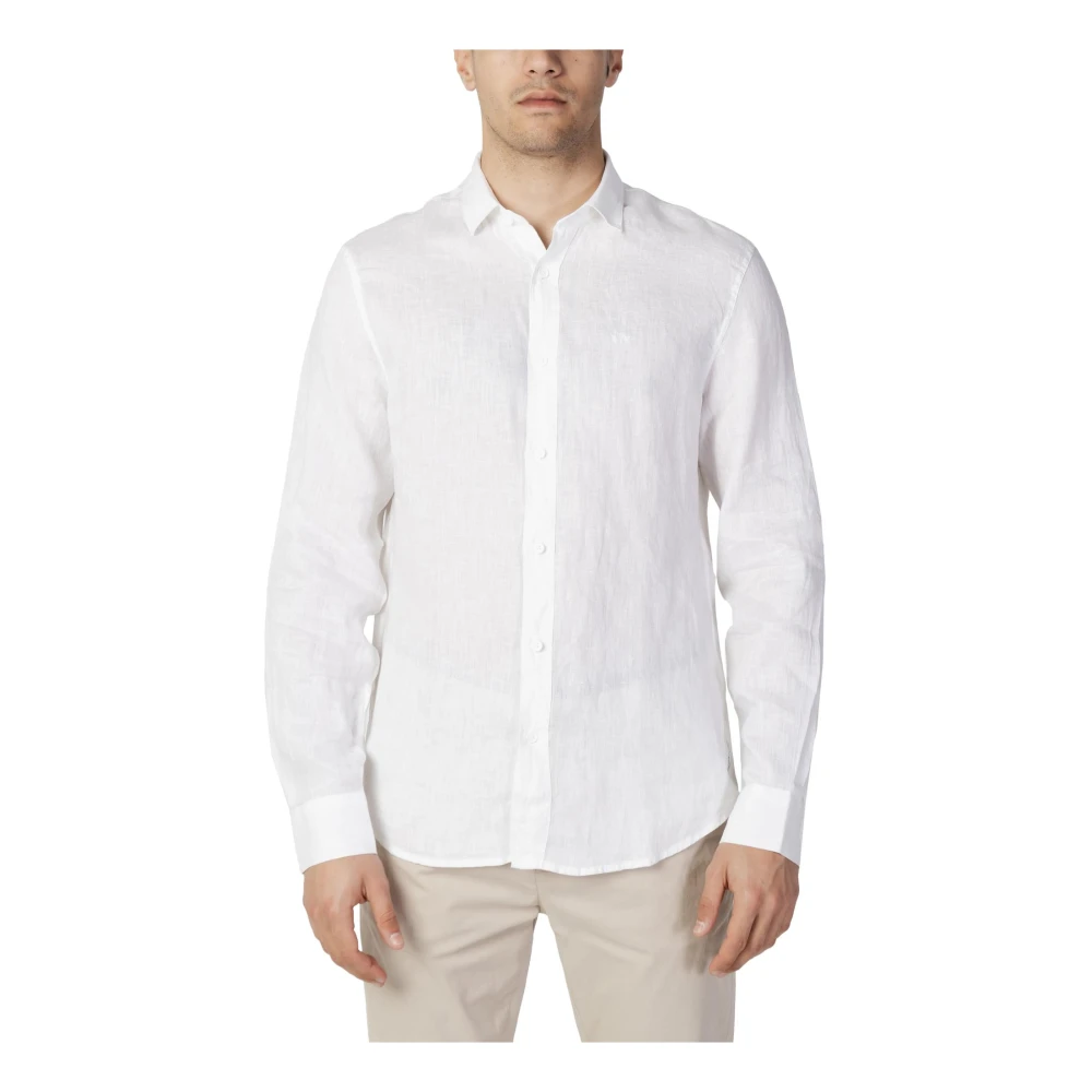 Armani Exchange Men's White Classic Linen Shirt