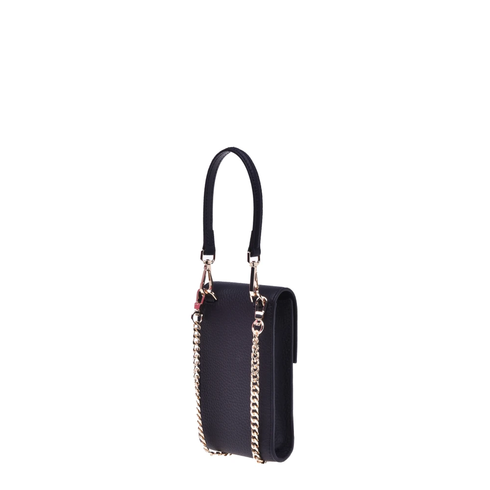 Baldinini Phone holder in black tumbled leather Black Dames