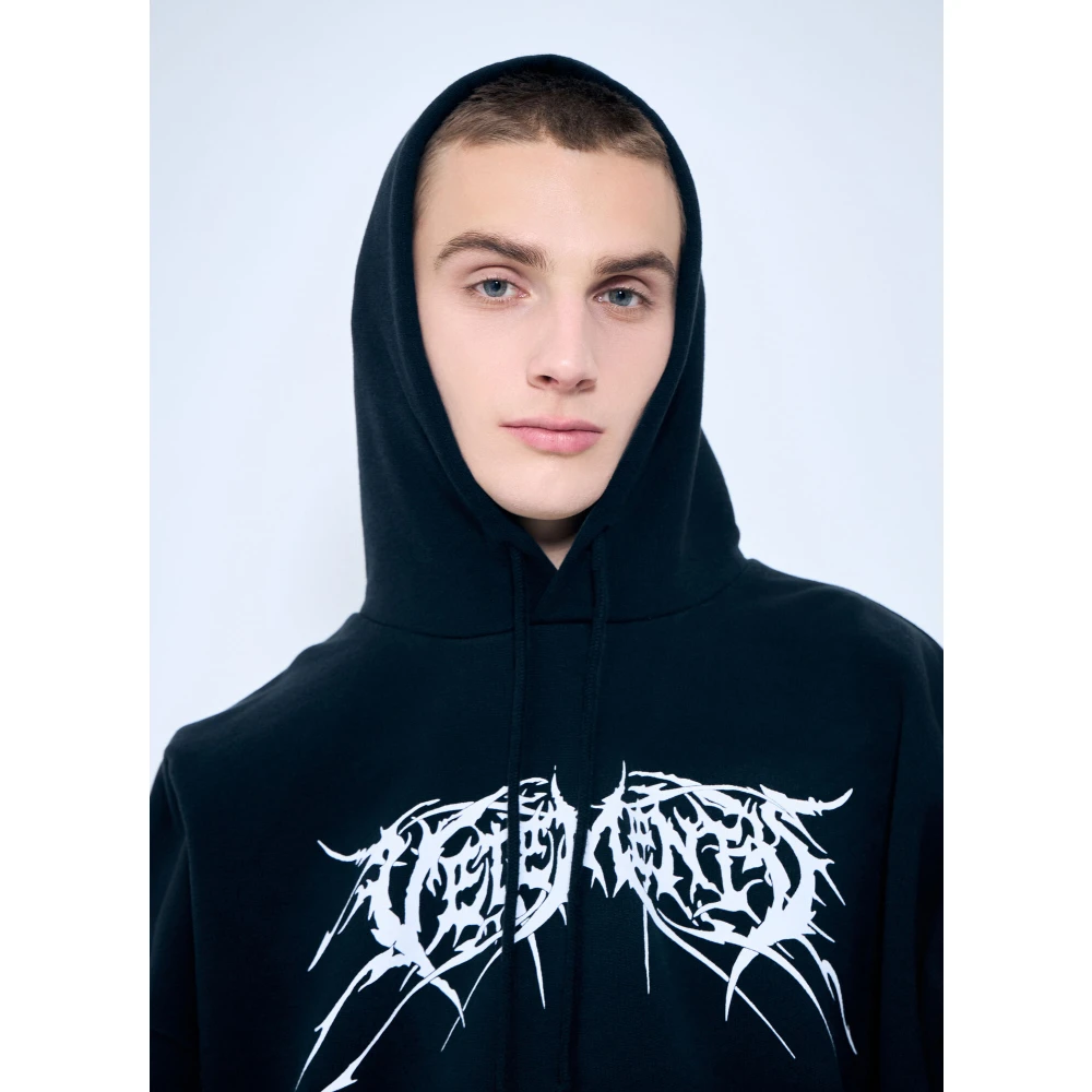 Vetements Grafische Print Cropped Hoodie Black Heren