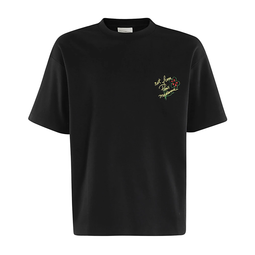 Drole de Monsieur Slogan Schets T-Shirt Black Heren