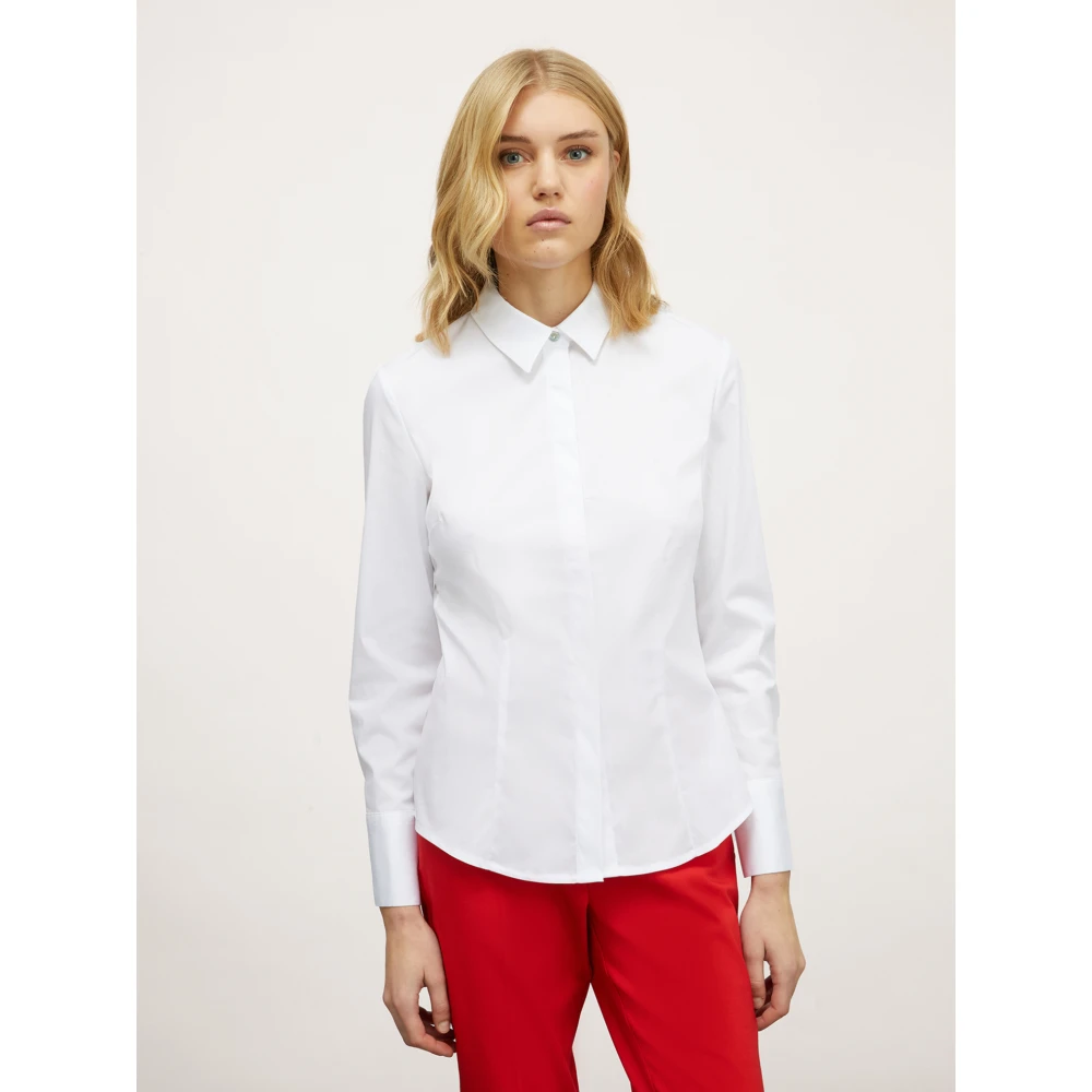 Motivi Stretch Poplin Blouse White Dames