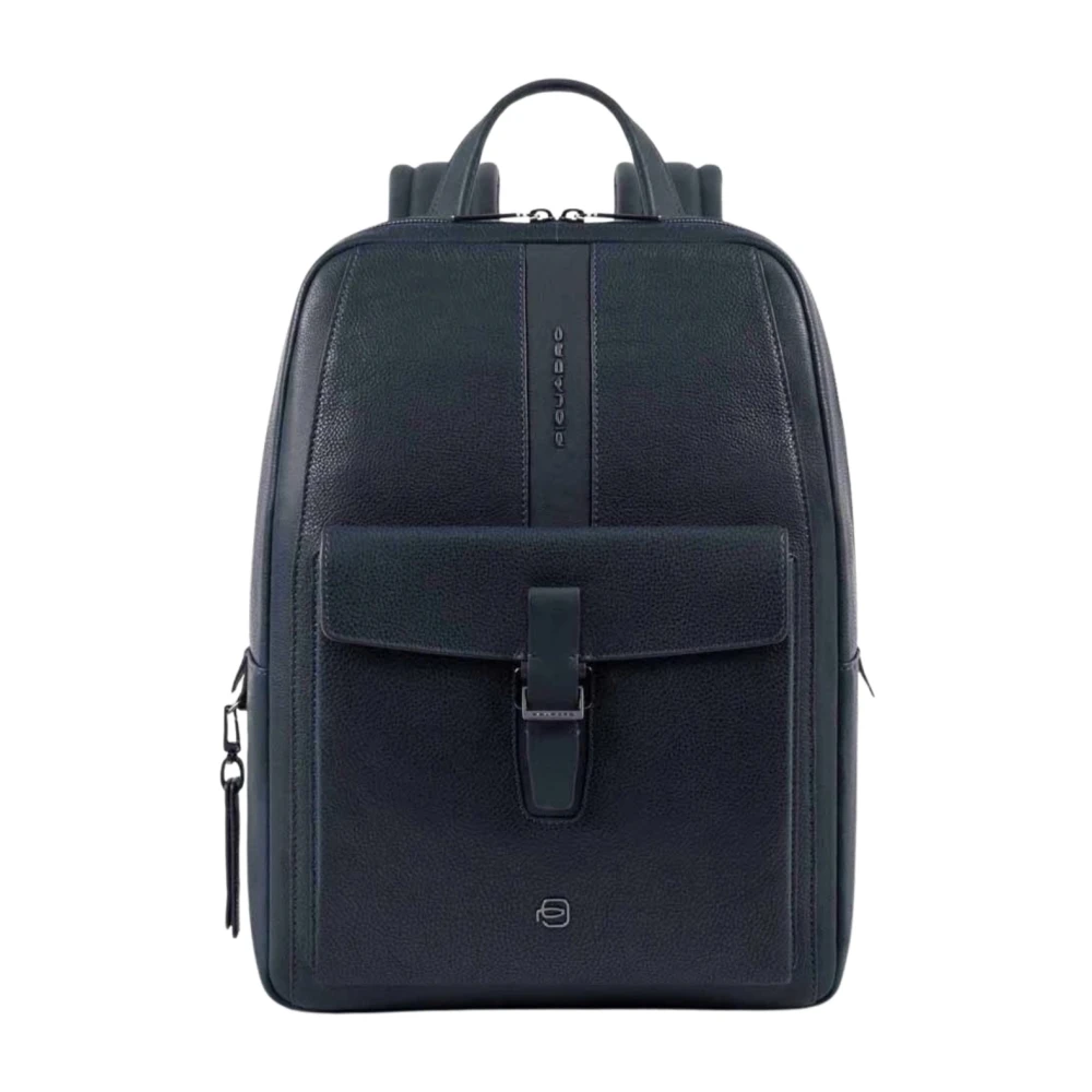 Piquadro Vrouw Blauw E Leren Laptoprugzak Unisex