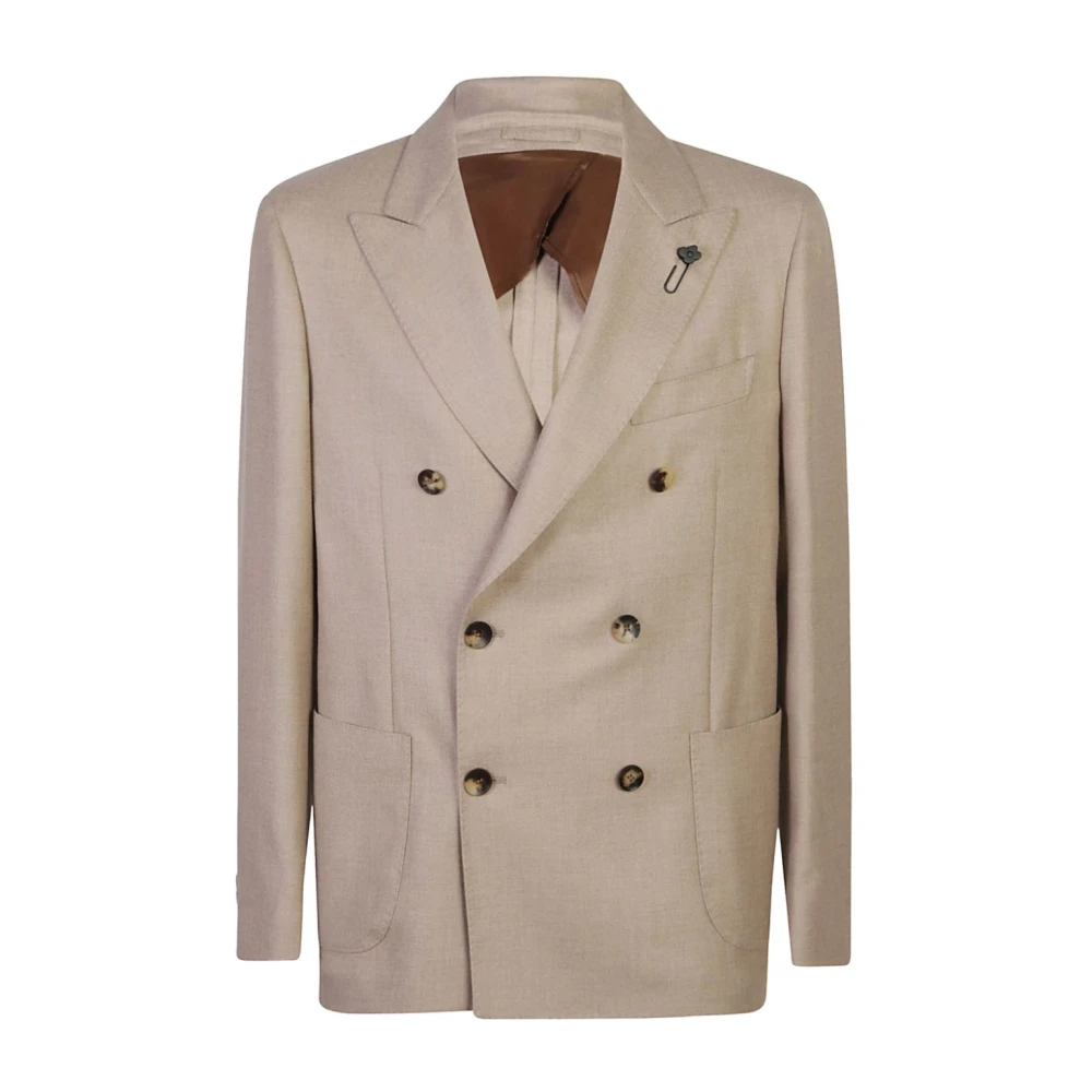 Lardini Zwarte Kasjmier Jas voor Mannen Beige Heren