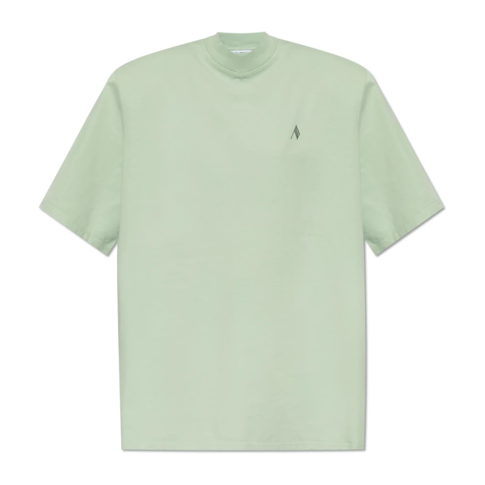 The Attico Groene Geribbelde T-shirt met Schoudervullingen Green Dames