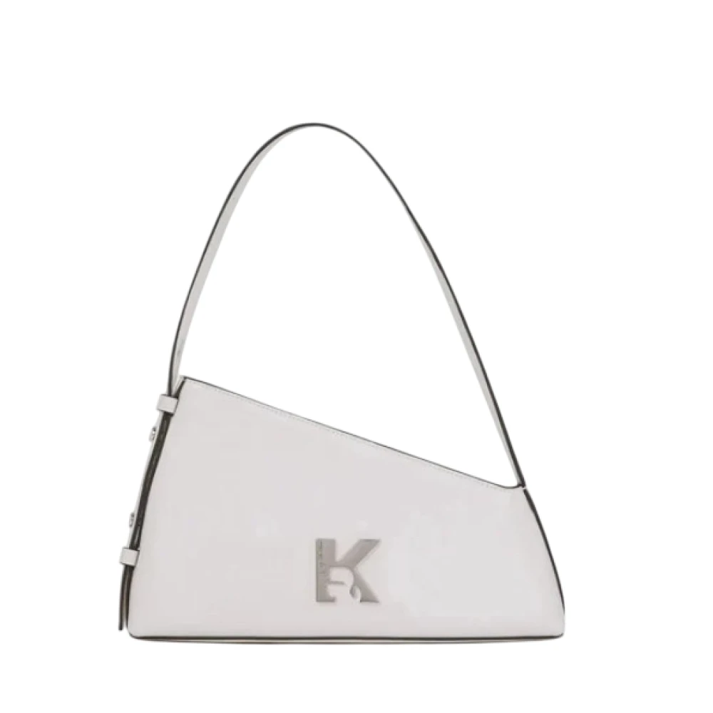 Karl Lagerfeld White Shoulder Bags, Female, One Size, Geo Leather Shoulderbag Shiny