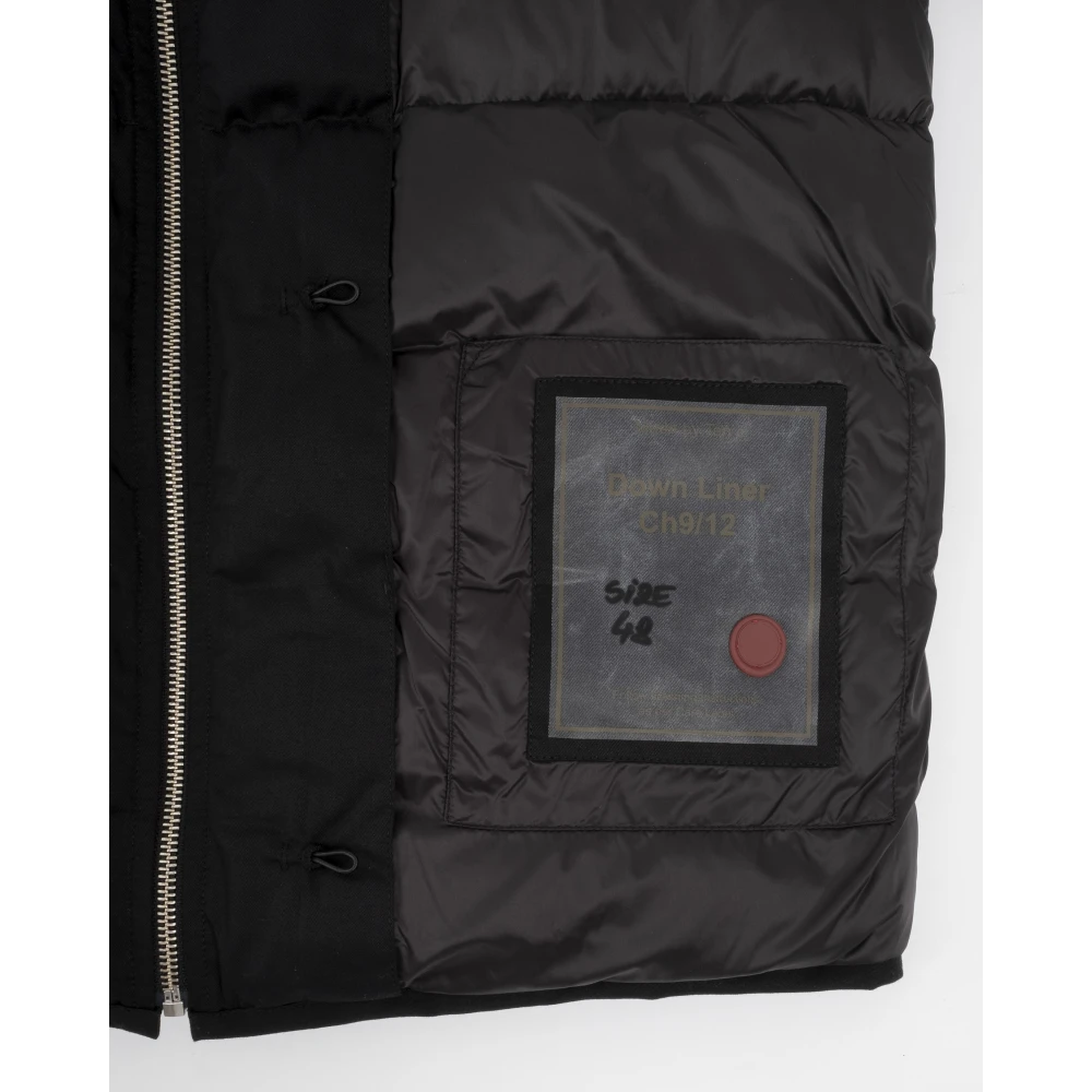 Ten C Gewatteerd Dons Hoodie met Zakken Black Heren