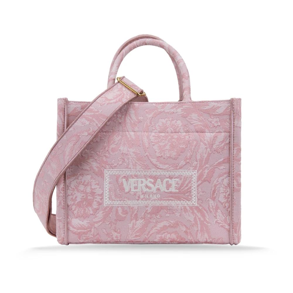 Versace Schoudertas voor dames met geborduurde merkletters Pink Dames