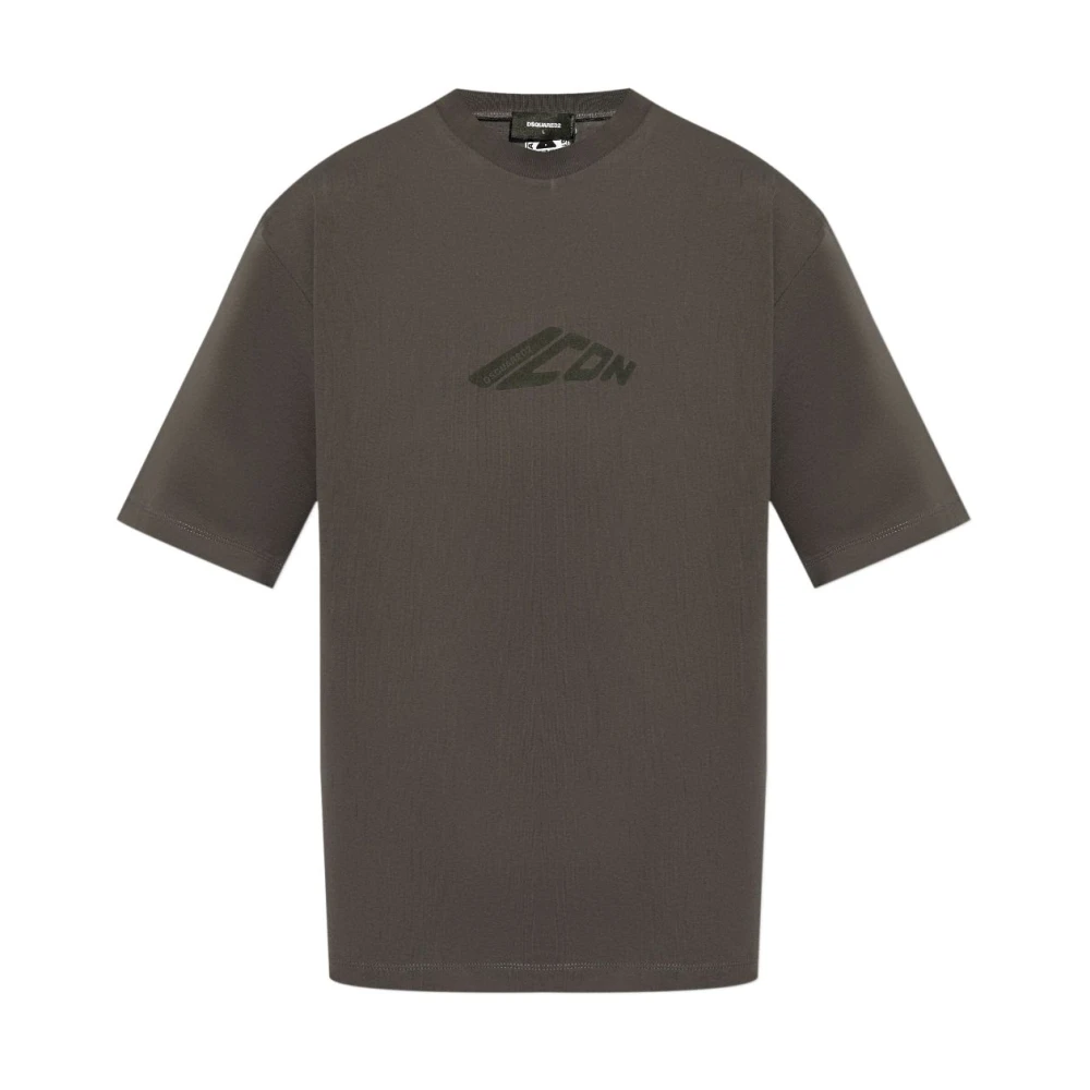 Dsquared2 Grijze T-shirt met Zwarte Voorkant Logo Gray Heren