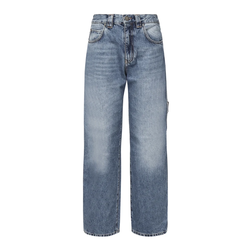 Pinko Women's Blue Straight Fit Jeans,, Denim Jeans With Logo Details W25