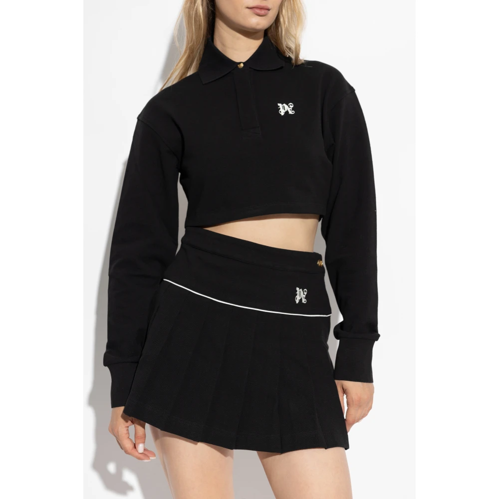 Palm Angels Korte Polo Top Black Dames