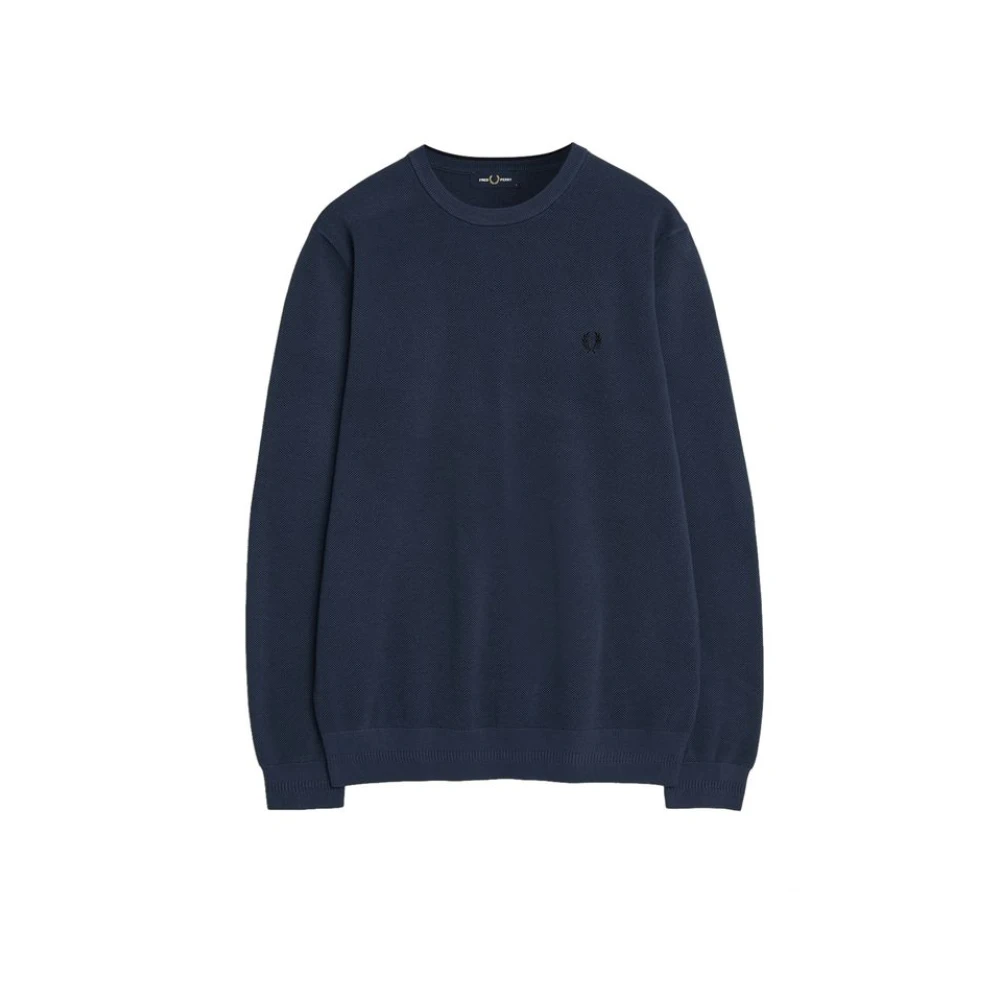 Fred Perry Men's Blue Round-Neck Knitwear, L, Pique Stitch Jumper