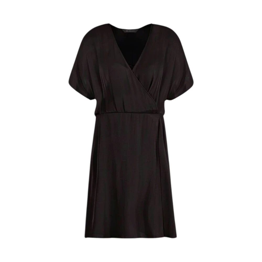 Armani Exchange Women's Black Short Dresses, Xs, Wrap Chiffon Minidress