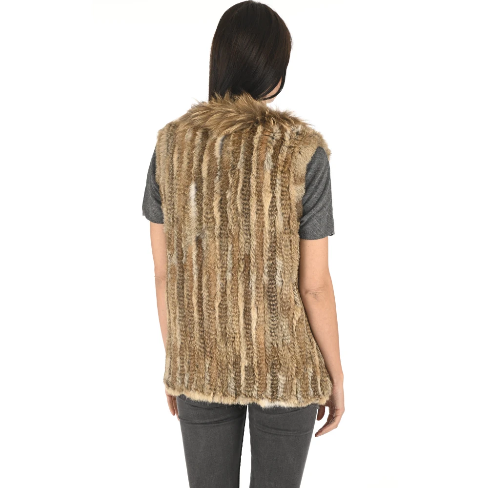 La Canadienne Natuurlijke konijn en wasbeer bontvest Green Dames