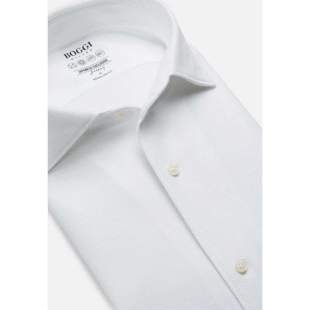 Boggi Milano Regular Fit Japans Jersey Polo Shirt White Heren