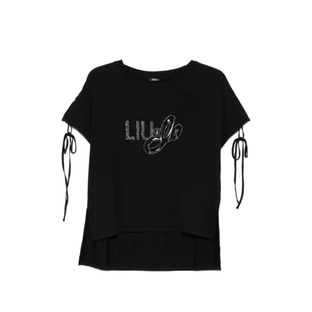 Liu Jo Donna Nero - Eleganza Dark T-Shirt Con Maniche Regolabili Con Coulisse - Tops - L