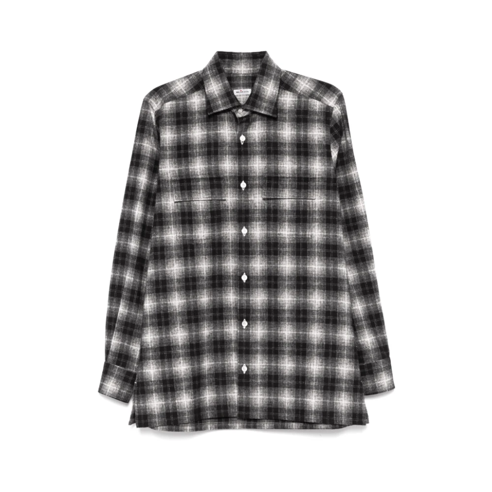 Kiton Zwarte Flanellen Overhemd met Knoopsluiting Black Heren