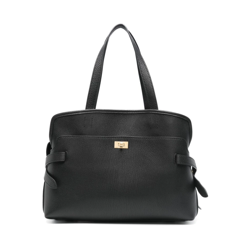 Anya Hindmarch Gestructureerde Leren Zwarte Tote Tas Black Dames