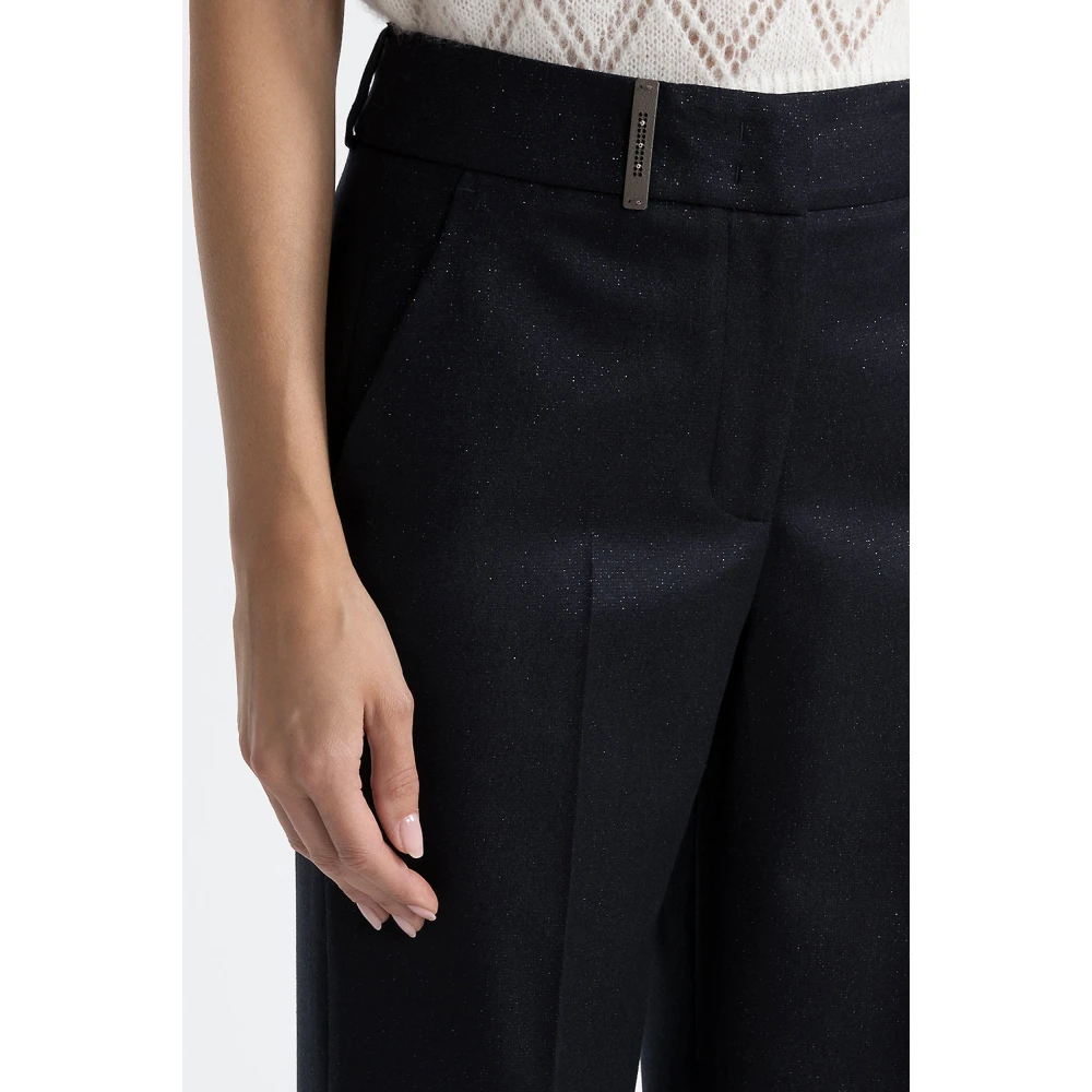 PESERICO Lurex wol flanel klassieke broek Blue Dames