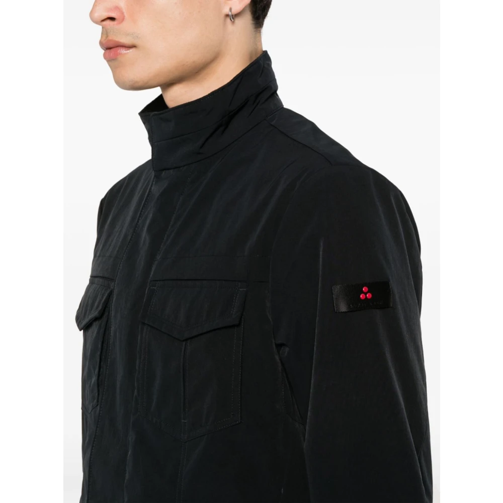 Peuterey Blauwe Waterafstotende Jas Lichtgewicht Poplin Blue Heren