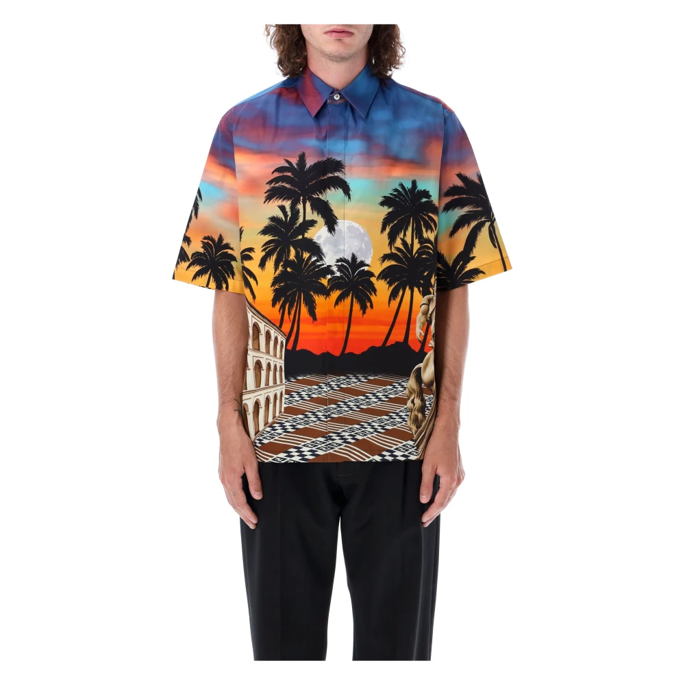 Fendi Tropische Zonsondergang Zomer Shirt Multicolor Heren