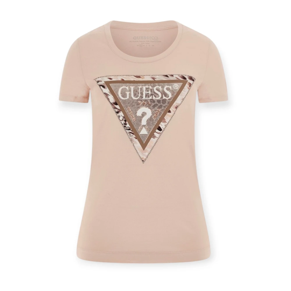 Guess Beige T-Shirts, Female, L, Cotton T-Shirt