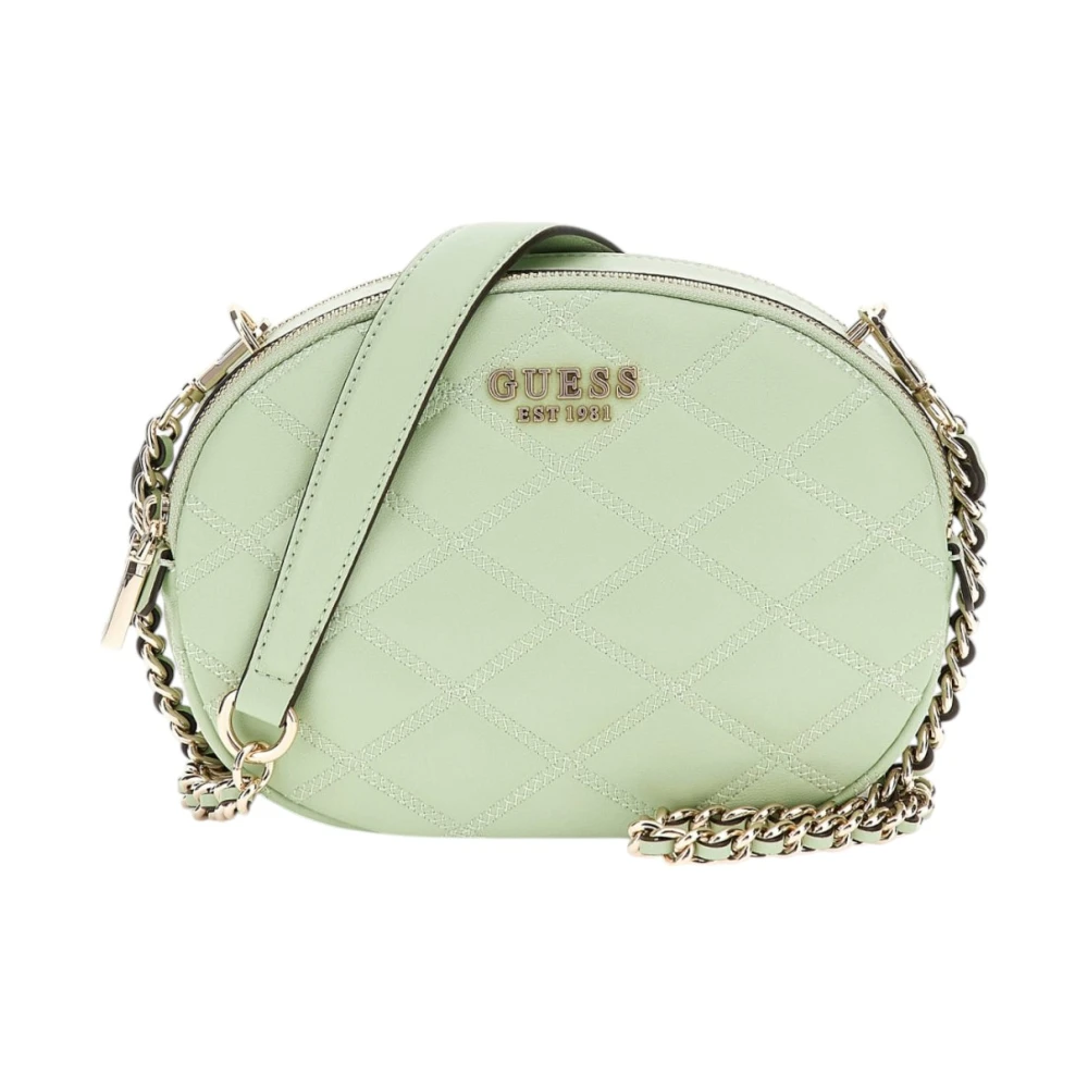 Guess Women's Green Quilted Shoulder Bag - Cross Body Bags - One Size - Bags