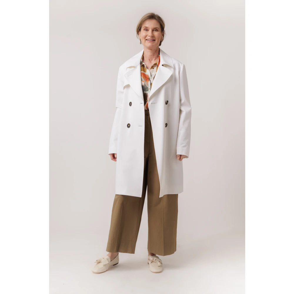 Cinzia Rocca Witte Jas met Grote Kraag White Dames