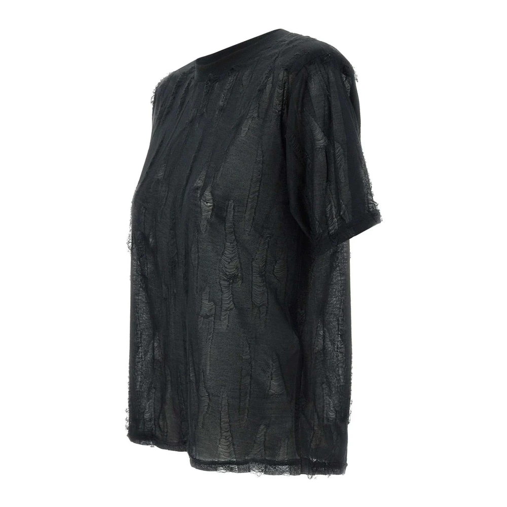 IRO Zwart T-shirt met Rips Black Dames