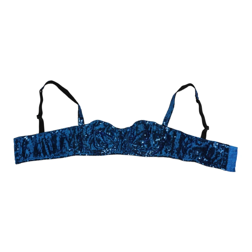 Dolce & Gabbana Women's Blue Sequin Balconette Bra Underwear
