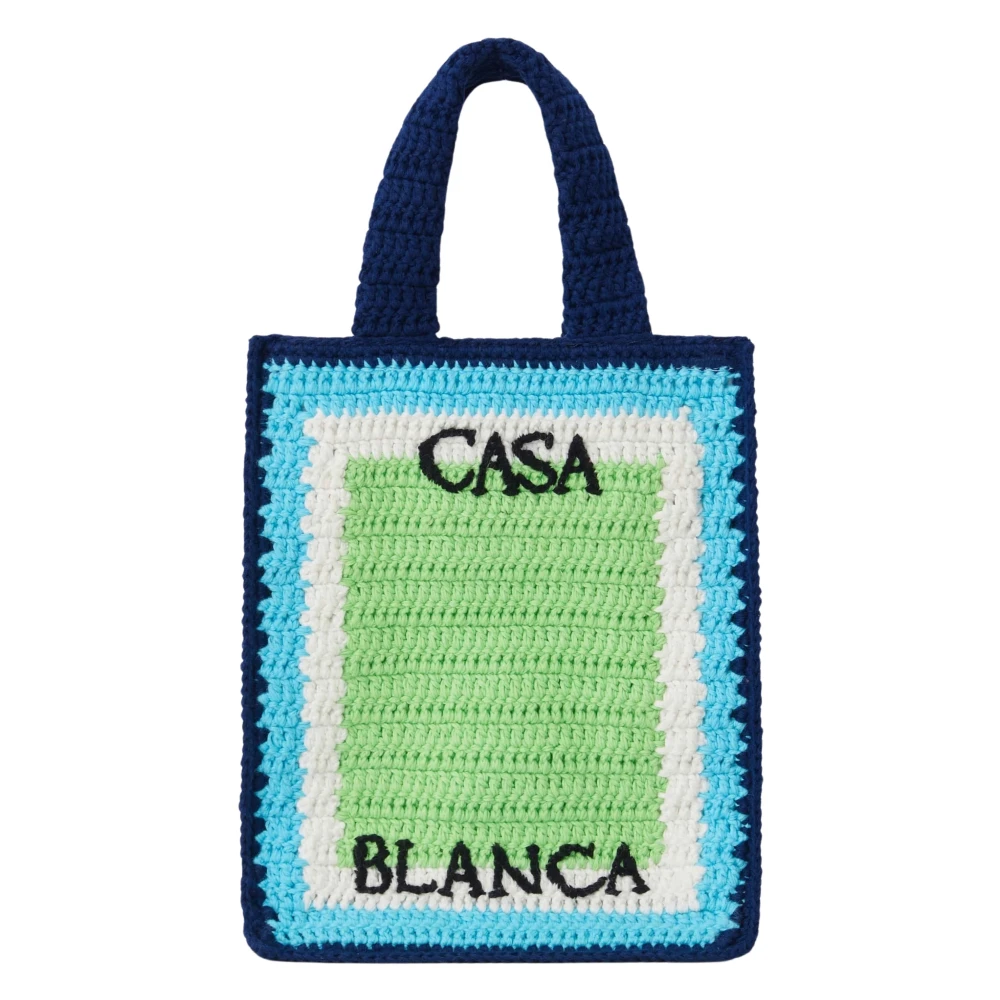 Casablanca , Shopping Bags, Unisex, Blue, One Size, Cotton Mini Crochet Bag