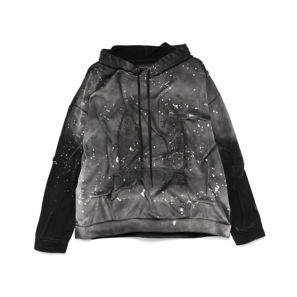 Who Decides War Spetterdetail Grafische Print Hoodie Gray Heren