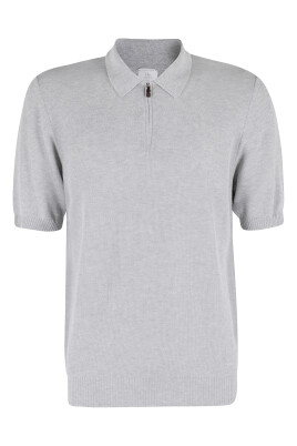 polo-en-coton-gris-avec-col-a-glissiere