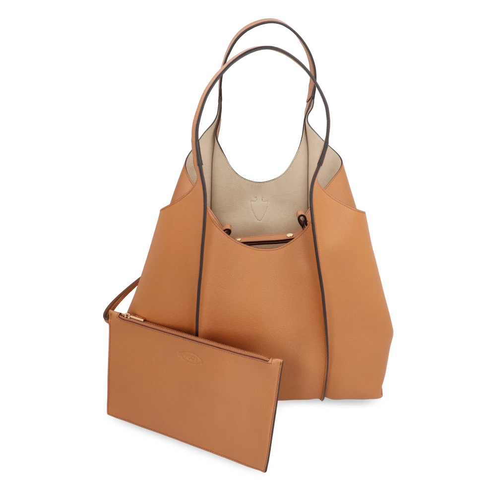 TOD'S Tijdloze leren tas met afneembare clutch Brown Dames