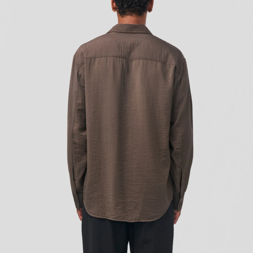 Nn07 Gedrukte Twill Button-Up Shirt Brown Heren