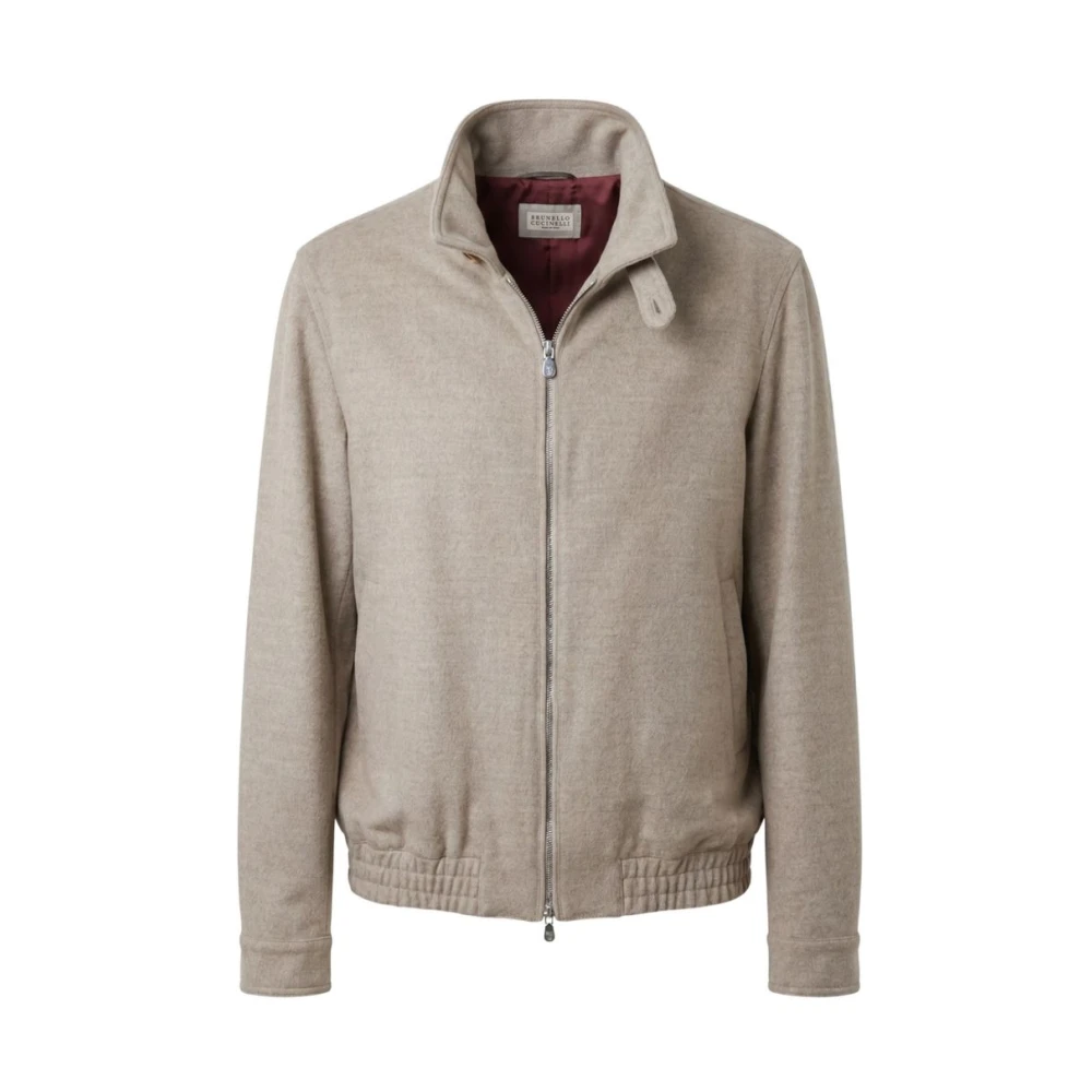Brunello Cucinelli Beaver Bomber Jacket - Male - Light Jackets - Gray - L - Jackets