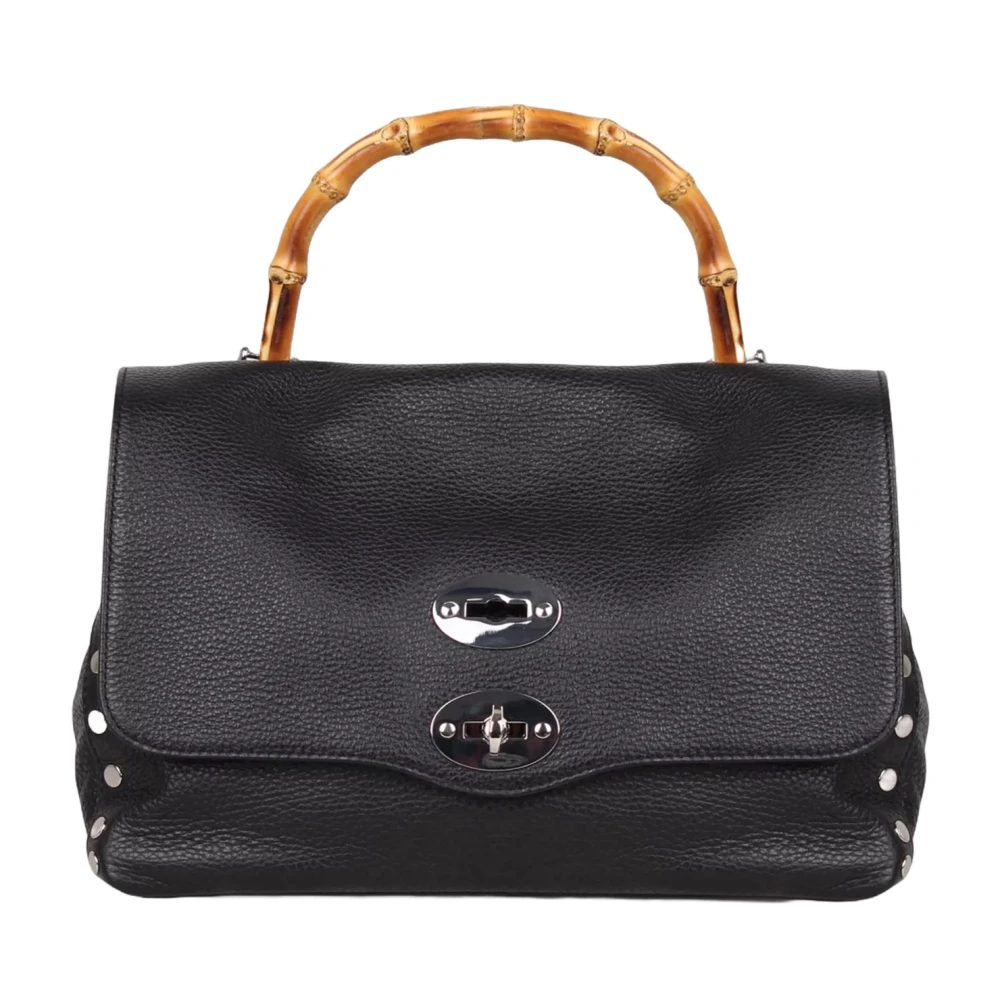 Zanellato Zwarte Gehamerde Tas met Bamboe Handvat Black Dames