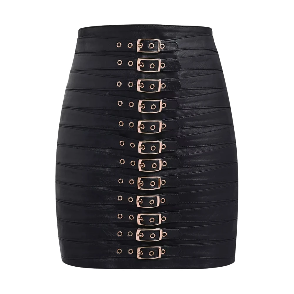 Manokhi Zwarte leren rok Dita Black Dames