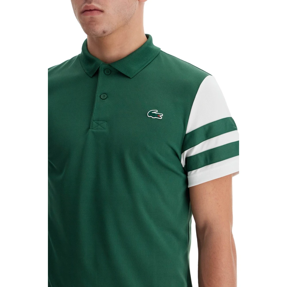 Lacoste Droge Sportpolo met Contrasterende Banden Green Heren