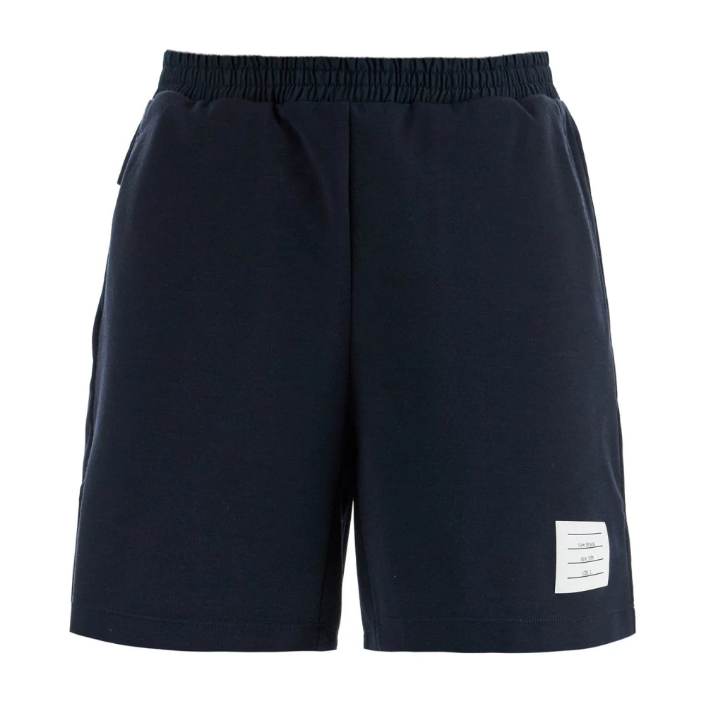 Thom Browne Navy Ripstop en Wol Shorts Combo Blue Heren