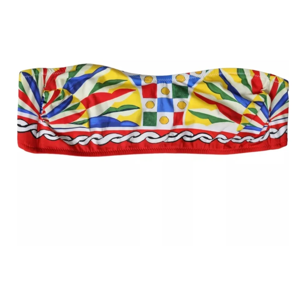 Dolce & Gabbana Carretto Print Bandeau Bikini Top Multicolor Dames