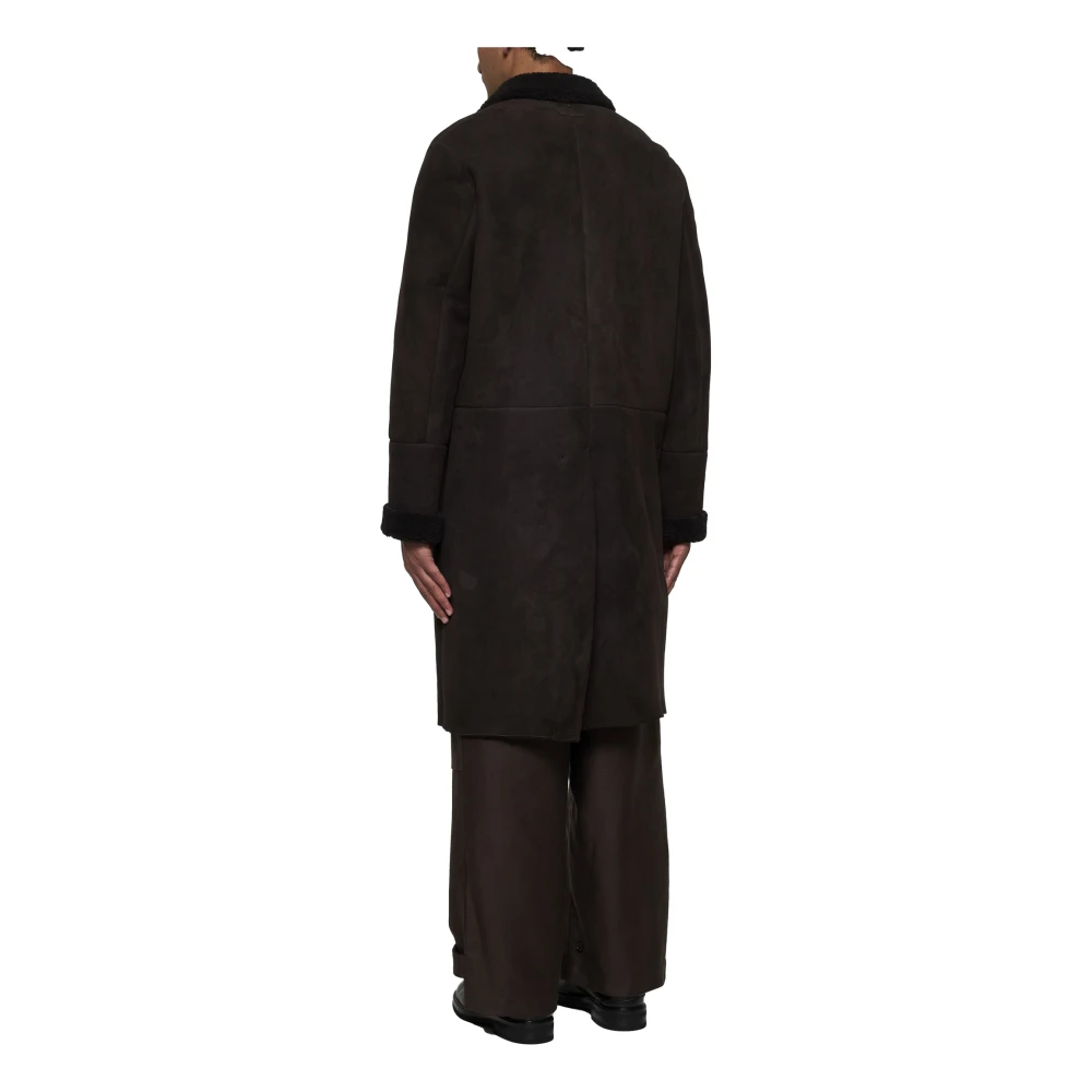 Salvatore Santoro Donkerbruine Shearling Gevoerde Jas Brown Heren