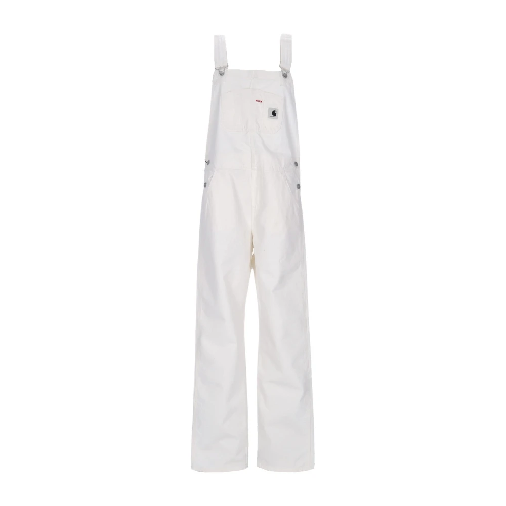 Carhartt Wip Women's White Jumpsuits, L, Durable Canvas Bib Overalls