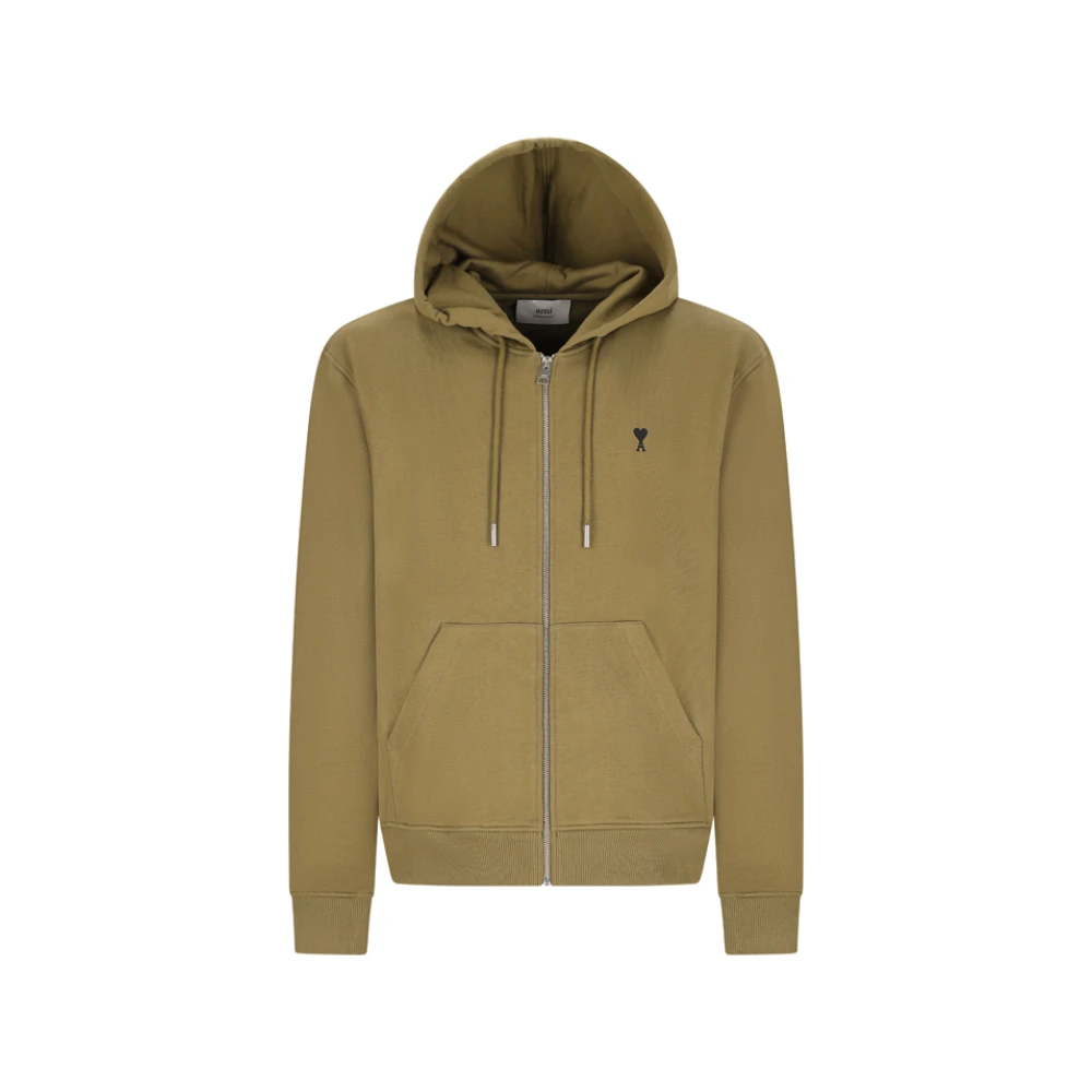 Ami Paris Men's Brown Zip-Throughs, M, Molleton Tactical Jacket