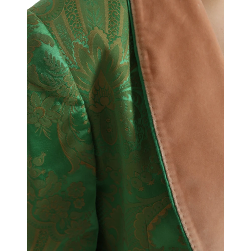 Dolce & Gabbana Groene Bloemen Double Breasted Jas Green Dames