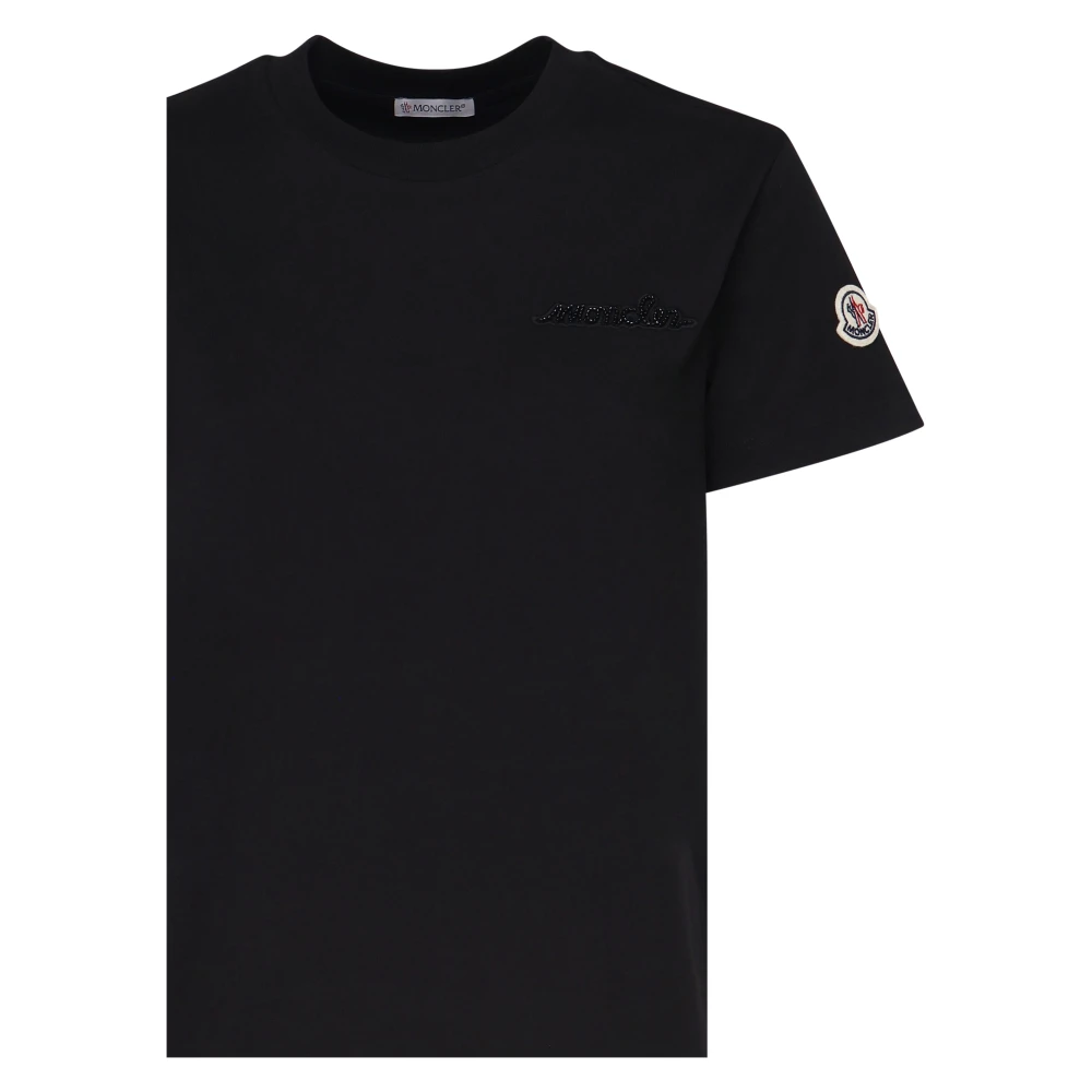 Moncler Zwart Katoenen Jersey Crew Neck T-shirt Black Dames