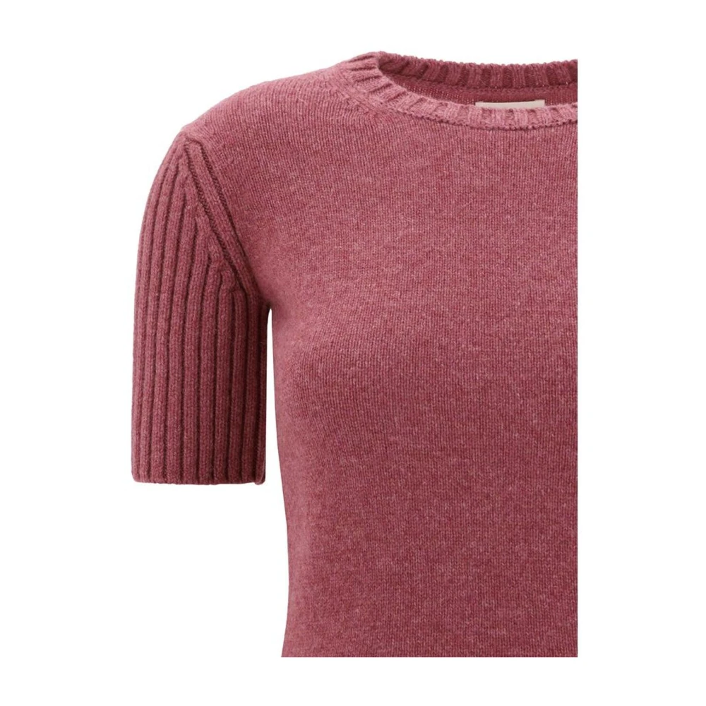 Khaite Melange Cashmere Sweater met Geribbelde Ronde Hals Brown Dames