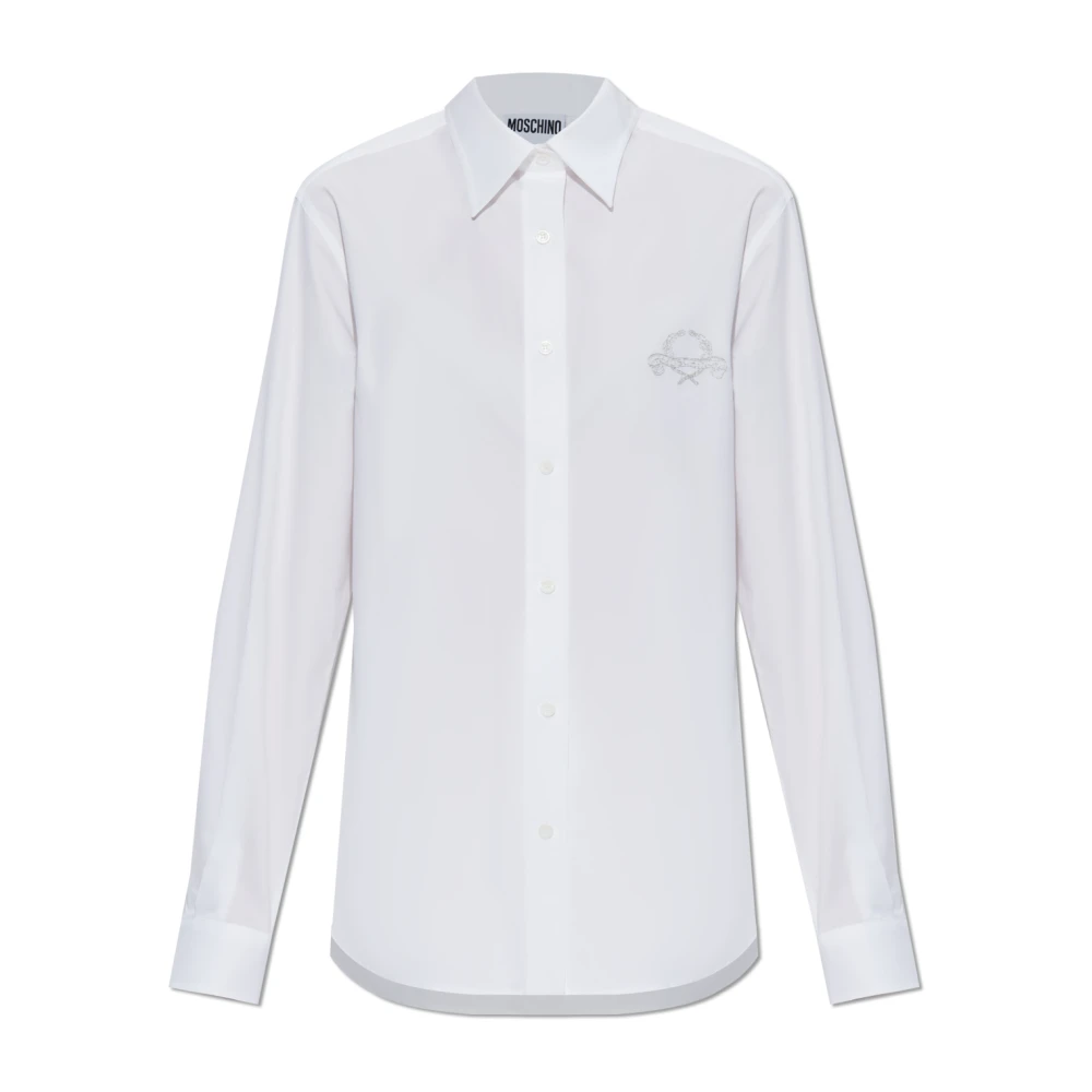 Moschino Katoenen shirt met geborduurd logo White Dames