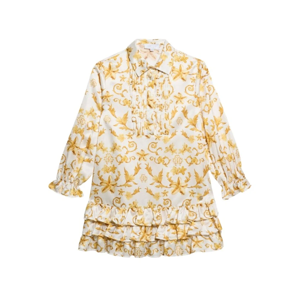 Roberto Cavalli Danza Floreale Mini Dress - Female - Dresses - Yellow - 8 Y | 128 Cm - Kids
