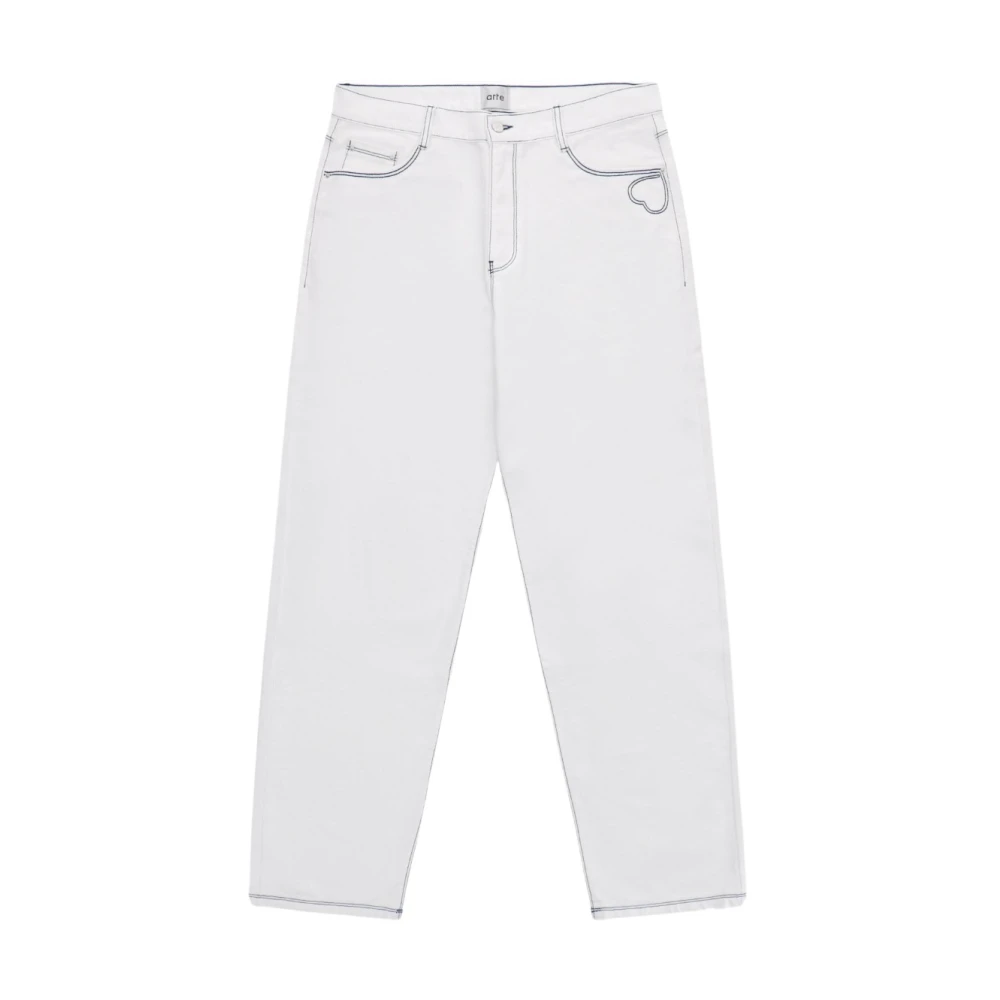 Arte Antwerp Hart Detail Witte Straight Leg Jeans White Heren