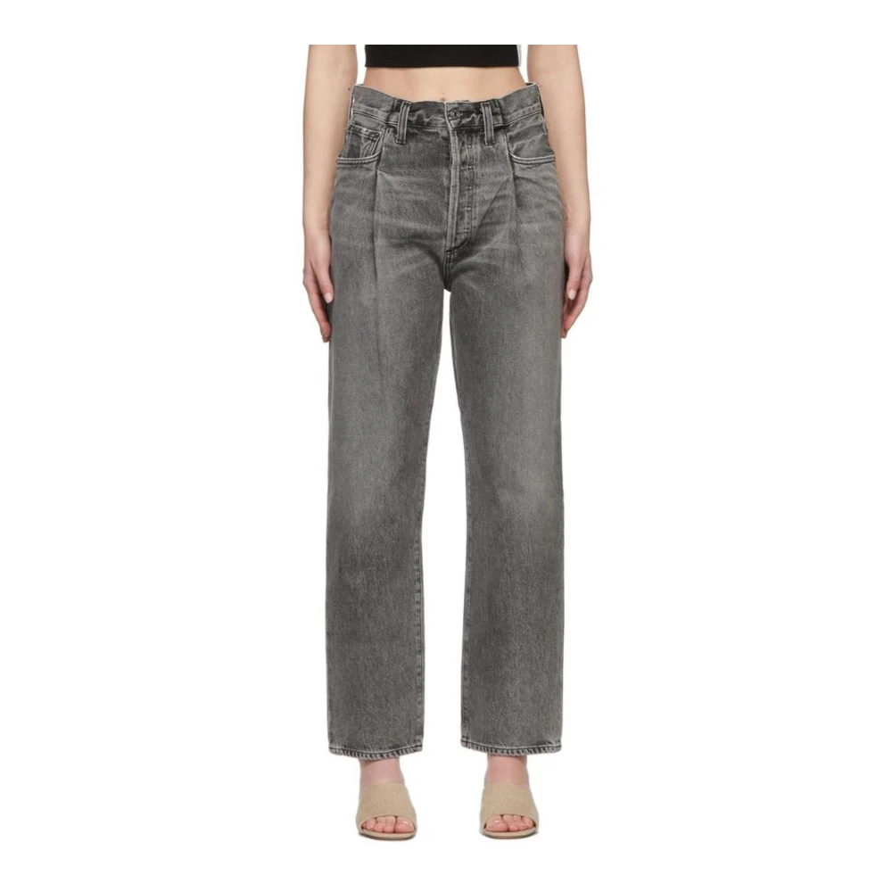 Agolde Fold Waistband Jeans Gray Dames